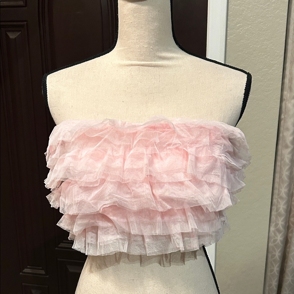 Baby Pink Frilly Tutu Style Tube Top